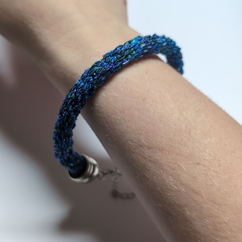 454‎ Blue Tennis Bracelet with Silver Hardware